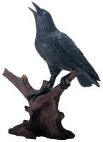 YTC 8.25 Inch Raven Bird Figurine Standing on Branch, Black and Brown