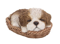 Pacific Giftware Shih Tzu Puppy in Wicker Basket Pet Pals Collectible Dog Figurine 6.5 Inches L