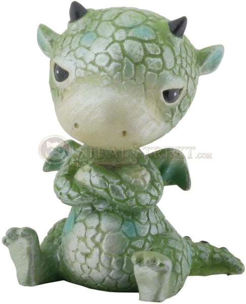 2.75 Inch Cold Cast Resin Green Sulky Dragon Full of Pout Figurine