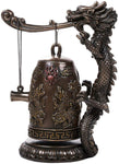 Pacific Giftware Auspicious Fengshui Oriental Dragon Gong Bell Replica Decorative Statue Symbol of Strength and Fortune Faux Bronze Finish