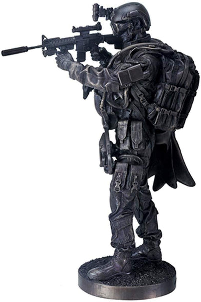 12.5 Inch Black Navy Seals Figurine Standing with Rifle and Full Gear