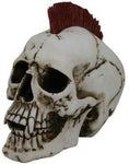 7 Inch Punk Rock Skeleton Skull with Red Mohawk Statue Figurine