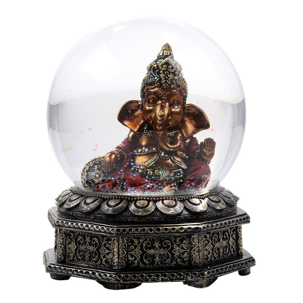 Hindu Religion Deity Lord Ganesha Remover of Obstacles Meditation Altar Collectible Water Globe Home Decorative Gift Item