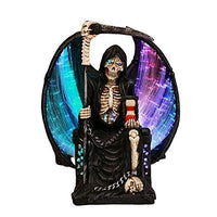 ABZ Brand Grim Reaper Crystal Ball Fiber Optic Statue Figurine Gothic Fantasy Sculpture