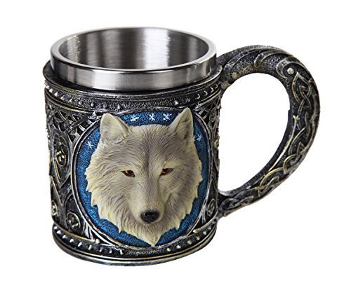 Pacific Giftware Lone Spirit Wolf Celtic Magic 11oz Resin Coffee Mug with Stainless Steel Insert