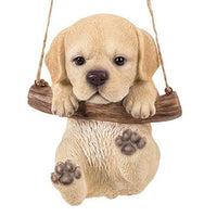 Pacific Giftware Realistic Yellow Labrador Puppy Hanging from Branch Rope Hanger Statue