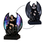 ABZ Brand Gothic Lady Fairy Winged Gargoyle Crystal Ball Fiber Optic Statue...