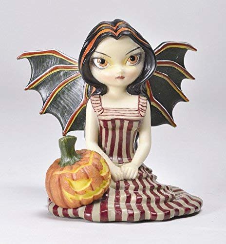 PTC 4.75 Inch Halloween Twilight Fairy with Jack-O-Lantern Statue Figurine