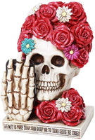 Pacific Giftware Floral Red Rose Selfie Skull Figurine Eternal Beauty Collectible Decor 6 inch Grateful Dead