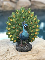 Pacific Giftware Majestic Peacock Dance Opening Feathers LED Lighted Decorative Indoor Outdoor Statue 12 Inch