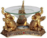 ABZ Brand Feng Shui Golden Lucky Elephant Oil Burner Fortune Wisdom Tea Light