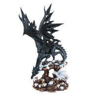 18.5 Inch Black Dragon with Small White Hatchling Statue Figurine