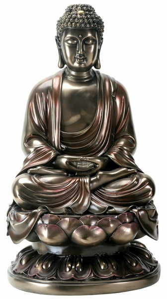 15 Inch Cold Cast Bronze Colored Resin Meditation Buddha Statue