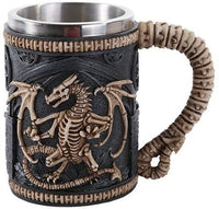 Pacific Giftware Gothic Skeleton Dragon Skull Tankard Beer Stein 16 oz Stainless Steel Insert