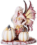 Autumn White Pumpkin Fairy Fall Decorative Statue by Artist Amy Brown Tabletop Decorative Accent
