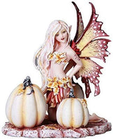 Autumn White Pumpkin Fairy Fall Decorative Statue by Artist Amy Brown Tabletop Decorative Accent