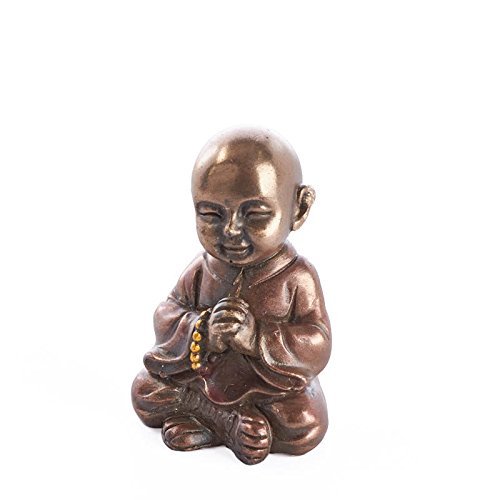 Pacific Trading Tiny Bronze Painted Resin Monk Figurine for Gifting, Meditation, and More