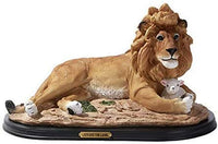 ABZ Brand Lion and The Lamb Religious Catholic Resin Statue with Wood Base Sculpture