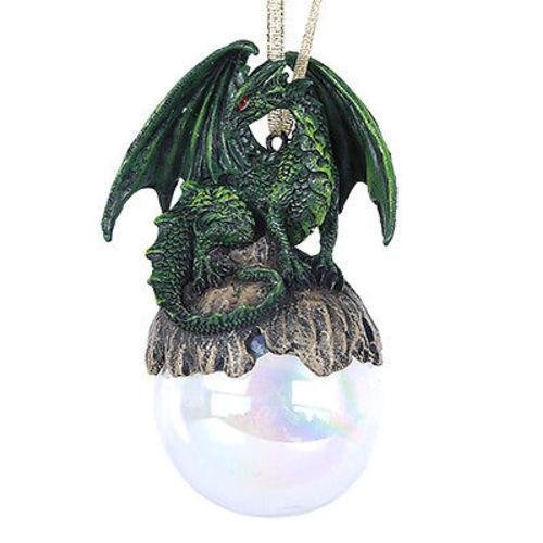 Lord of the Forest Green Dragon Glass Ball Ornament by Ruth Thompson Tree Decor