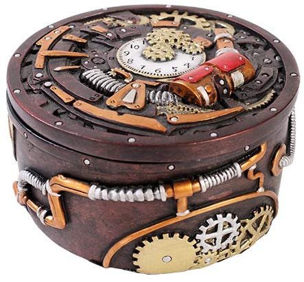 Exotic Steampunk Cool Skull Jewelry Box Figurine Made of Polyresin