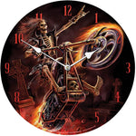 13.5" "Hell Rider" Skeleton Motorcycle Chopper Anne Stokes Collection Fantasy Goth Angel Art Round Wall Clock