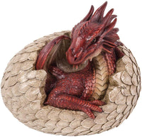 ABZ Brand Legend of Dragon Fantasy Fire Red Dragon in Egg Statue Figurine
