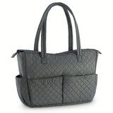 KIOTA Beauty Bag - Ideal for Bottles - Makeup Brush Storage Pocket and Outer Pockets - Quilted Finish Shoulder Bag Cosmetic Organizer - Slate