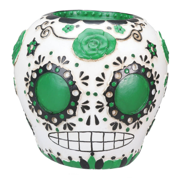 DOD Day of The Dead Green Sugar Skull Figurine