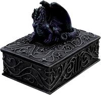 Black/purple Dragon Trinket Box - Scrolly Design
