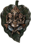 Pacific Giftware Lord Ganesha Laying On Peepal Banyan Leaf Supreme Hindu Deity Remover of Obstacles and Collectible Figurine (Faux Bronze)