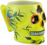 Yellow Ceramic Day of the Dead Sugar Skull Coffee Mug DOD