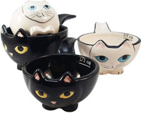 Pacific Giftware Adorable Ceramic Black and White Cats Nesting Measuring Cup Set of 4 Creative Kitchen Decor