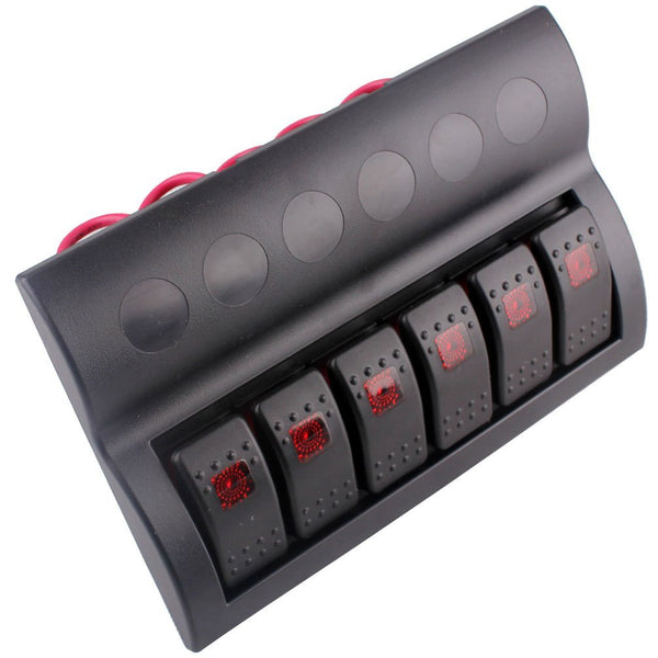 12V 6 Gang Car Boat Switch Panel Waterproof Auto Fuses With LED Indicators Rocker IP68
