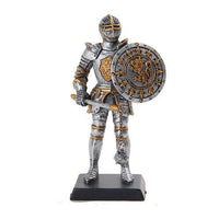 5 Inch Medieval Knight with Sword and Round Shield Statue Figurine