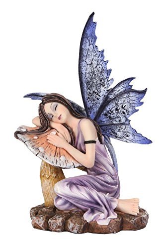 5.25 Inch Fairyland Purple Fairy Sleeping on Mushroom Statue Figurine