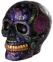 Pacific Giftware Day of The Dead Celebration Black Sugar Skull Floral Design Collectible 6 Inch