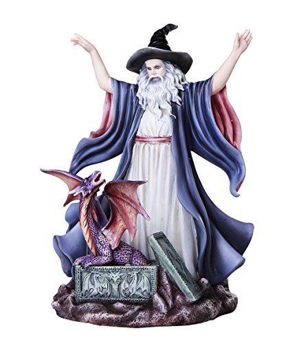 Pacific Giftware Great Wizard Magician Summoning the Spellbound Dragon Collectible Fantasy Figurine 10 inch