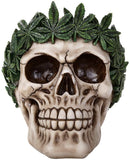 Pacific Giftware Novelty Cannabis Leaves Marijuana Weed Pot Head Skull Figurine Halloween Decor Collectible 5.25 Inches Tall