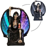 ABZ Brand Grim Reaper Crystal Ball Fiber Optic Statue Figurine Gothic Fantasy Sculpture