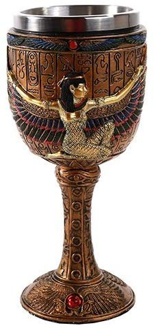 Pacific Giftware Egyptian Goddess Isis Open Wing Golden Wine Goblet Stainless Steel Liner 6oz