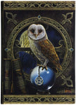 Artwork by Lisa Parker Spell Keeper Owl with Pentagram Pagen Embossed Journal By Lisa Parker