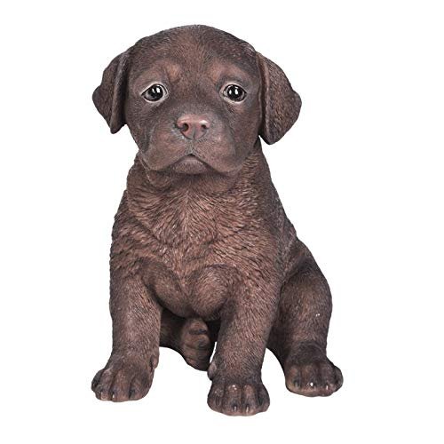 Pacific Giftware Chocolate Color Labrador Puppy Statue Realistic Glass Eyes