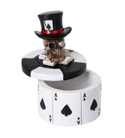 Pacific Giftware Ace of Space Skull Poker Chips Stash Box Dead Man's Hand Skull Collectible 3 inch Tall Trinket Box