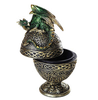 Pacific Giftware Dragon Protector of The Golden Celtic Egg Orb Sculptural Box Collectible 6.5H