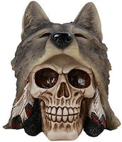 Pacific Giftware PT Indian Skull with Wolf Head Dress Bust Decorative Figurine