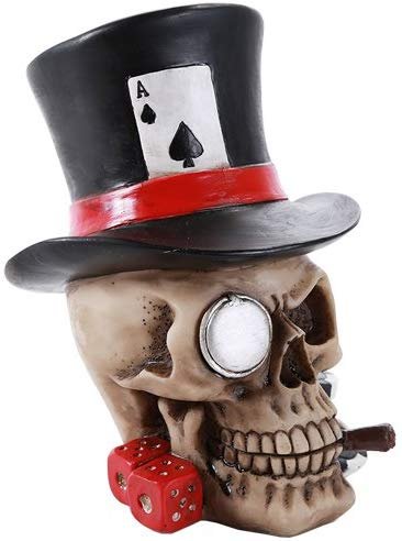 Poker Skull Ace Spades Top Hat Casino Dice Poker Game Skull Gambler Figurine Gift