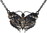 Masada Jewelry, Steampunk Butterfly Pewter Pendant Necklace