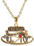 EGYPTIAN EYE OF HORUS GOLDEN NECKLACE PENDANT PEWTER ALLOY