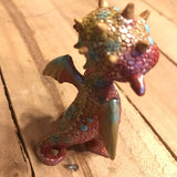 Gregory The Yellow and Orange Dragon with Teal Polka Dots Figurine