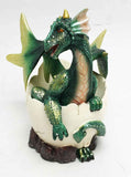 Smiling Green Baby Dragon Hatchling Emerging From Egg Sculpture Collectible